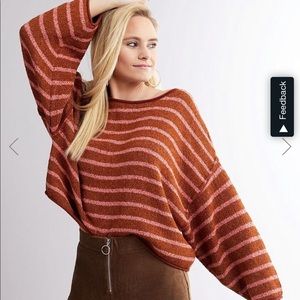Free People “Bardot” striped sweater